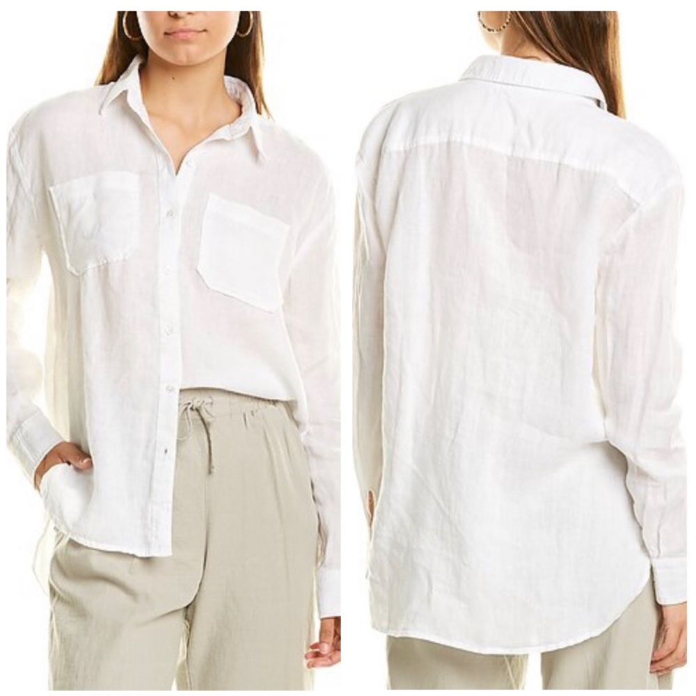 JAMES PERSE Casual Linen White Shirt SIZE 4 NWT - Picture 5 of 13